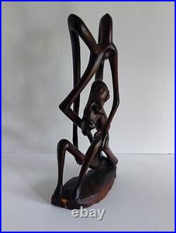 Makonde Art Sculpture Art Hand Carved Wooden Sculpture Vintage Mid Century