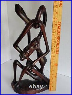 Makonde Art Sculpture Art Hand Carved Wooden Sculpture Vintage Mid Century