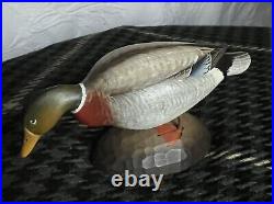 Mallard Male Drake Duck Decoy Wood Mini Carving Genuine Strunk Signed Base