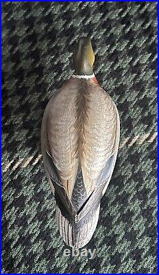 Mallard Male Drake Duck Decoy Wood Mini Carving Genuine Strunk Signed Base