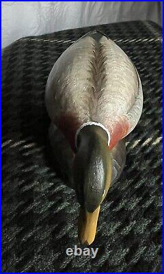 Mallard Male Drake Duck Decoy Wood Mini Carving Genuine Strunk Signed Base