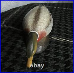 Mallard Male Drake Duck Decoy Wood Mini Carving Genuine Strunk Signed Base