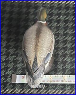 Mallard Male Drake Duck Decoy Wood Mini Carving Genuine Strunk Signed Base