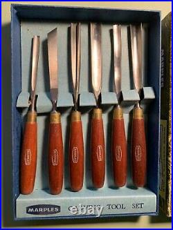 Marples M60A Set 6 Wood Carving Tools Steel Vintage Sheffield England GREAT
