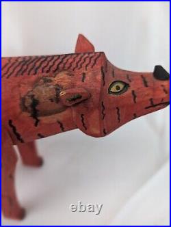 Mexican Oaxacan Folk Art Vtg 13 Wood Carving Rhinoceros Animal Alebrije Oaxaca