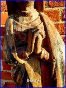 Mid 14th Century Antique Carved Wood Sculpture of The Virgin, Circa 1350