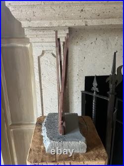 Mid Century Brutalist Stone & Wood Sculpture Abstract Vintage Modernist Art Mid Century Brutalist Stone & Wood Sculpture Abstract Vintage Modernist Art