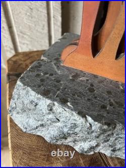 Mid Century Brutalist Stone & Wood Sculpture Abstract Vintage Modernist Art