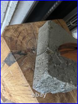 Mid Century Brutalist Stone & Wood Sculpture Abstract Vintage Modernist Art