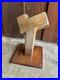 Mid Century Cubist Chrome Metal Wood Abstract Sculpture Vintage Signed