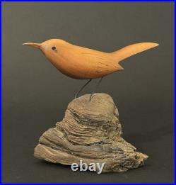 Mid Century Folk Art Carved Wood Bird Sculpture on Driftwood Vintage Figure 8