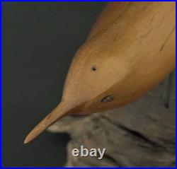 Mid Century Folk Art Carved Wood Bird Sculpture on Driftwood Vintage Figure 8