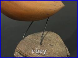 Mid Century Folk Art Carved Wood Bird Sculpture on Driftwood Vintage Figure 8