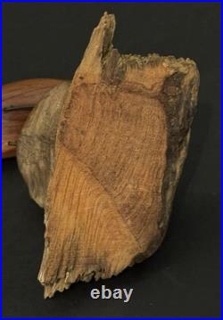Mid Century Folk Art Carved Wood Bird Sculpture on Driftwood Vintage Figure 8