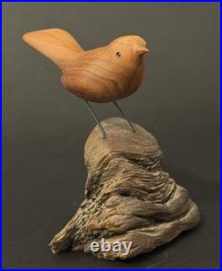 Mid Century Folk Art Carved Wood Bird Sculpture on Driftwood Vintage Figure 8