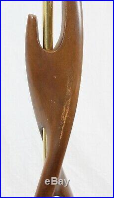 Mid Century Modern Carved Wood Abstract Sculptural Vintage Table Lamp Modernera