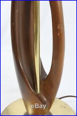 Mid Century Modern Carved Wood Abstract Sculptural Vintage Table Lamp Modernera