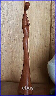 Mid Century Modern Nude Figure Woman Statue Handcarved Wood Sculpture Louis 60s