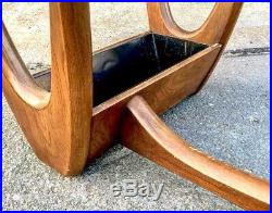 Mid Century Modern Sculptural Wood Glass Coffee Table Planter Pearsall Vintage
