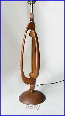 Mid Century Modern Vintage Danish Wood Sculptural Rotating Walnut Table Lamp