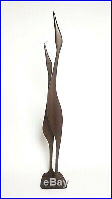 Mid Century Sculpture Teak Wood Birds Herons Val Robbins Vintage 39in