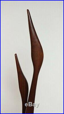 Mid Century Sculpture Teak Wood Birds Herons Val Robbins Vintage 39in
