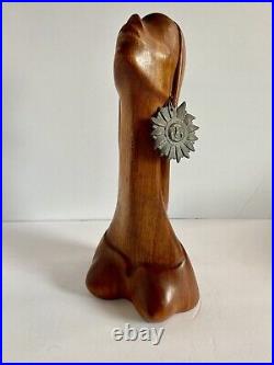 Mid Century Wood Sculpture Woman Bust Lepanto Crafts Vintage Phallic Shape READ