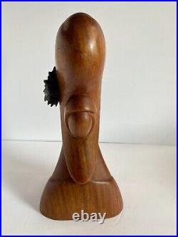 Mid Century Wood Sculpture Woman Bust Lepanto Crafts Vintage Phallic Shape READ