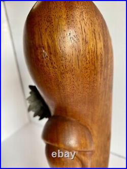 Mid Century Wood Sculpture Woman Bust Lepanto Crafts Vintage Phallic Shape READ