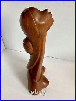 Mid Century Wood Sculpture Woman Bust Lepanto Crafts Vintage Phallic Shape READ