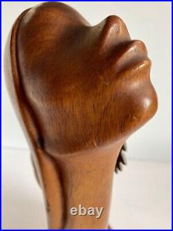 Mid Century Wood Sculpture Woman Bust Lepanto Crafts Vintage Phallic Shape READ