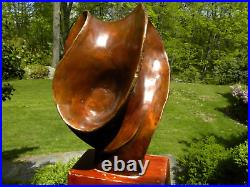 Mid Century vintage Modern bronze sculpture wood base rich patina Latin American