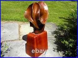 Mid Century vintage Modern bronze sculpture wood base rich patina Latin American