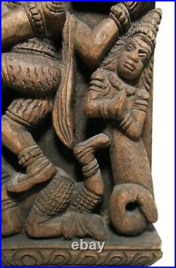 Mid-late 19th C Indian Antique Wood Carving Hindu Goddesses Lakshmi Kali Matsya
