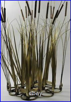 Modernist Brass Cattails Leaves Lily Pad Kinetic Sculpture Vintage MCM