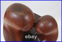 Modernist Cubist 15 Hand Carved Wood Sculpture Mother Child Marble Vintage MCM