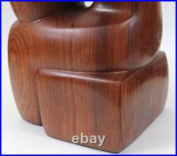 Modernist Cubist 15 Hand Carved Wood Sculpture Mother Child Marble Vintage MCM