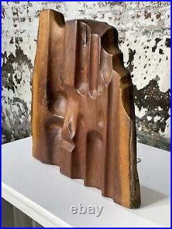 Modernist Wooden Abstract Sculpture Relief Mid Century Modern Vintage