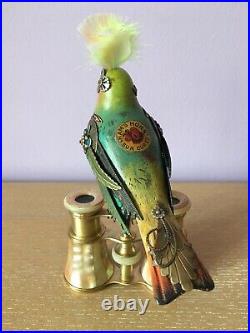 Mullanium Jim Tori Mullan Steampunk Sculpture Bird on MOP Binoculars Assemblage