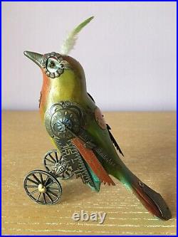 Mullanium Jim Tori Mullan Steampunk Sculpture Larger Bird on Wheels Assemblage