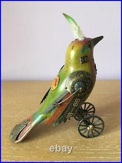 Mullanium Jim Tori Mullan Steampunk Sculpture Larger Bird on Wheels Assemblage