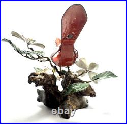 Norman Brumm Enamel on Copper Cardinal & Dogwood Large Sculpture Burl Wood VTG