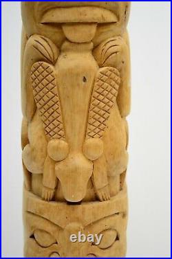 Northwest Coast Hand Carved Wood Sculpture Totem 24 Modern Era Unsigned Vtg