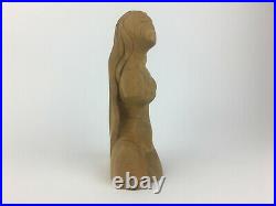 Nude Woman Sculpture Vintage Wood Carved Art Deco Style
