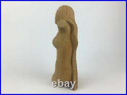 Nude Woman Sculpture Vintage Wood Carved Art Deco Style