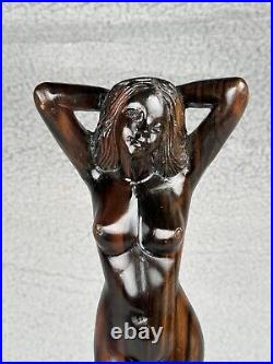 Nude Woman Wood Sculpture Vintage MCM 15
