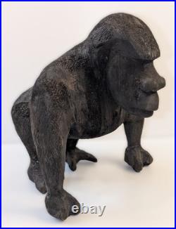 OOAK Hand-Carved Wooden Gorilla Sculpture Signed Vintage 1972 10 Tall