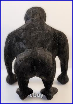 OOAK Hand-Carved Wooden Gorilla Sculpture Signed Vintage 1972 10 Tall