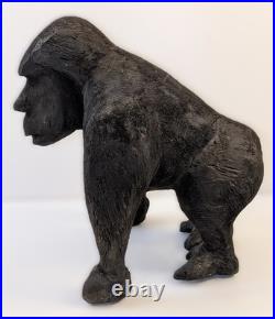 OOAK Hand-Carved Wooden Gorilla Sculpture Signed Vintage 1972 10 Tall