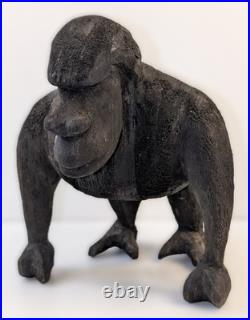 OOAK Hand-Carved Wooden Gorilla Sculpture Signed Vintage 1972 10 Tall